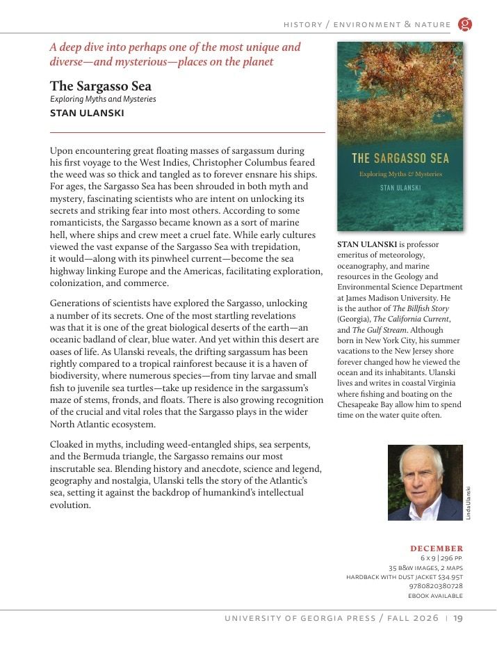 University of Georgia Press Fall 2026 Catalog Weekly Ad December 31, 2025 - December 31, 2026