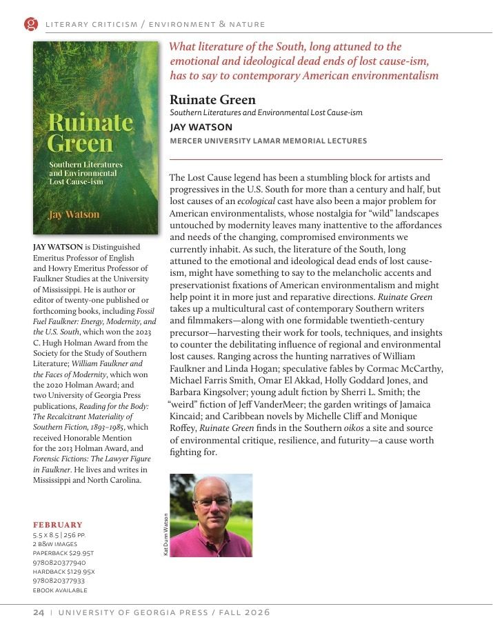 University of Georgia Press Fall 2026 Catalog Weekly Ad December 31, 2025 - December 31, 2026