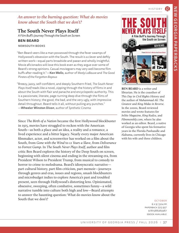 University of Georgia Press Fall 2026 Catalog Weekly Ad December 31, 2025 - December 31, 2026
