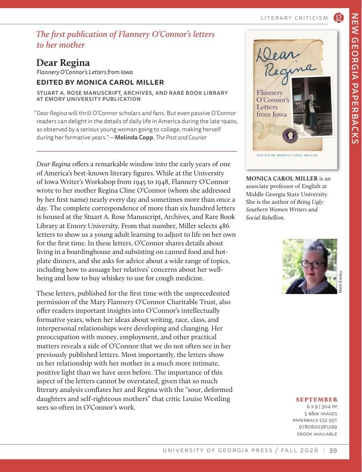 University of Georgia Press Fall 2026 Catalog Weekly Ad December 31, 2025 - December 31, 2026