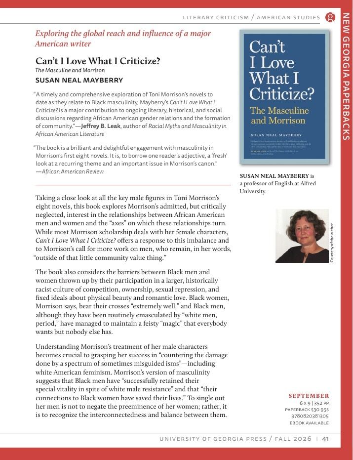 University of Georgia Press Fall 2026 Catalog Weekly Ad December 31, 2025 - December 31, 2026