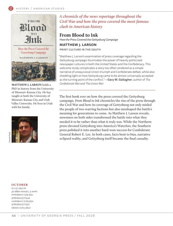 University of Georgia Press Fall 2026 Catalog Weekly Ad December 31, 2025 - December 31, 2026