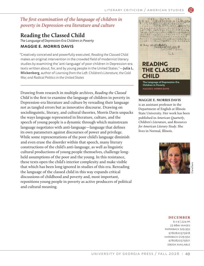University of Georgia Press Fall 2026 Catalog Weekly Ad December 31, 2025 - December 31, 2026