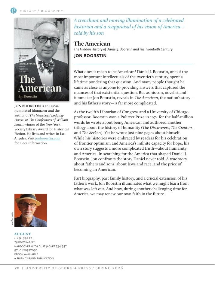 University of Georgia Press Spring 2026 Catalog Weekly Ad December 31, 2025 - December 31, 2026
