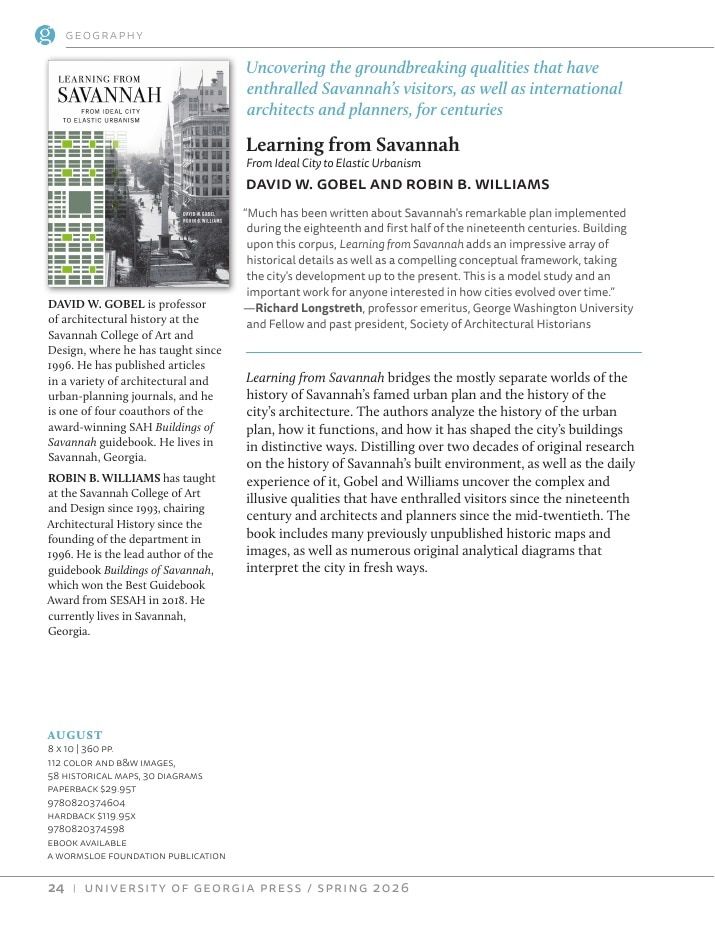 University of Georgia Press Spring 2026 Catalog Weekly Ad December 31, 2025 - December 31, 2026