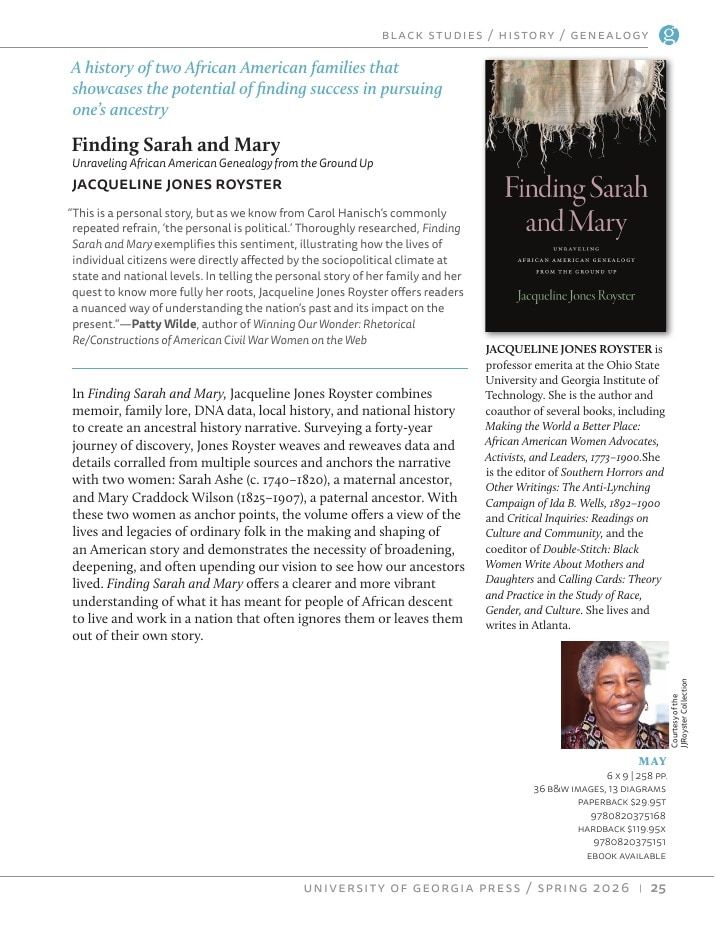 University of Georgia Press Spring 2026 Catalog Weekly Ad December 31, 2025 - December 31, 2026