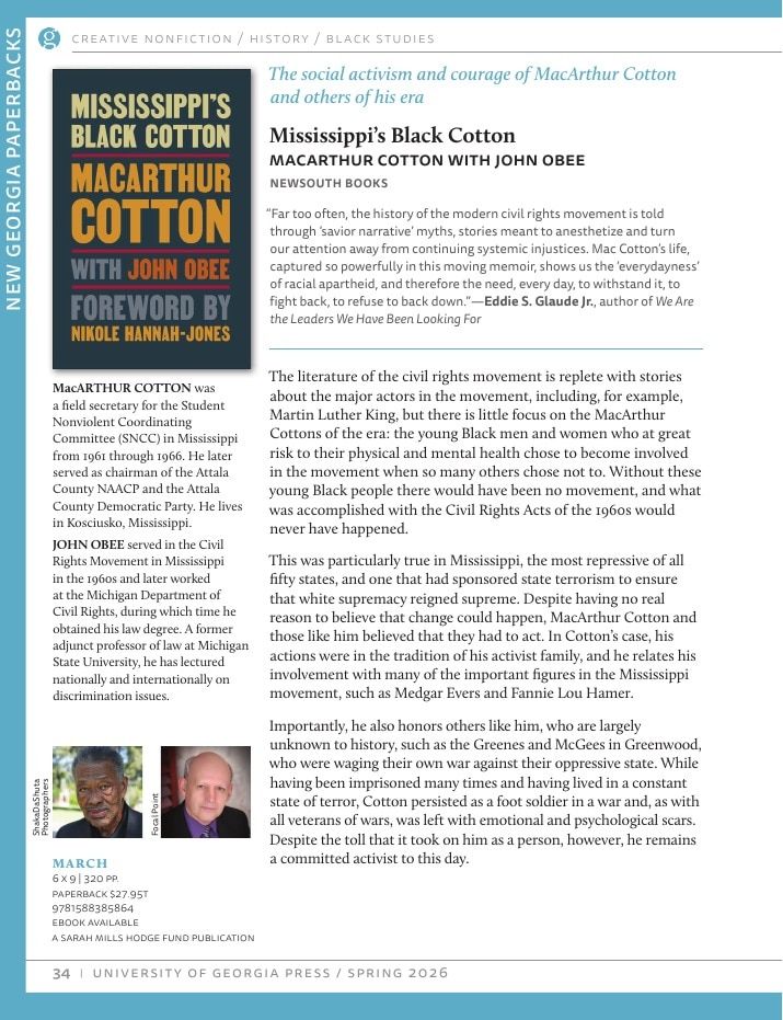 University of Georgia Press Spring 2026 Catalog Weekly Ad December 31, 2025 - December 31, 2026