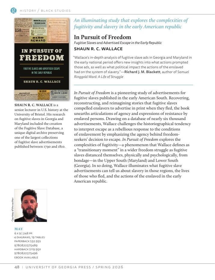 University of Georgia Press Spring 2026 Catalog Weekly Ad December 31, 2025 - December 31, 2026