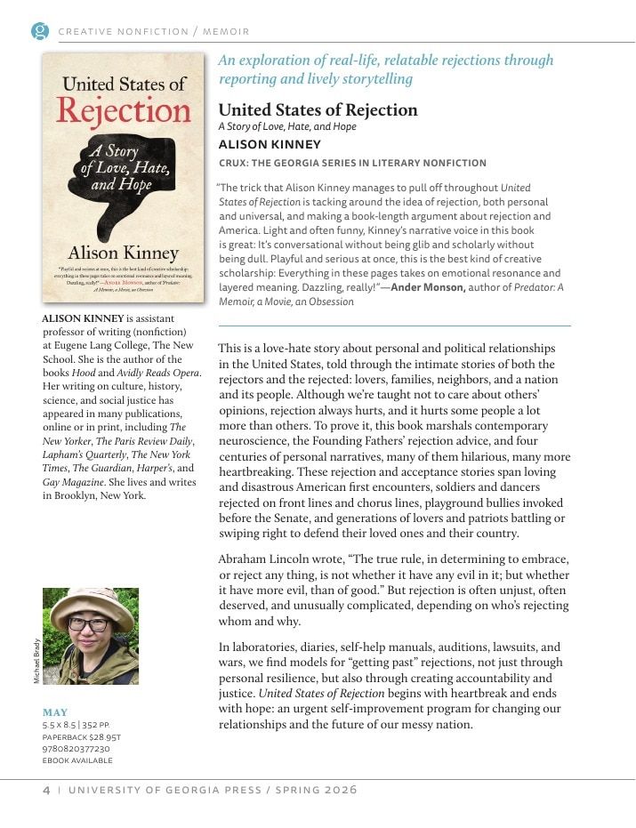 University of Georgia Press Spring 2026 Catalog Weekly Ad December 31, 2025 - December 31, 2026