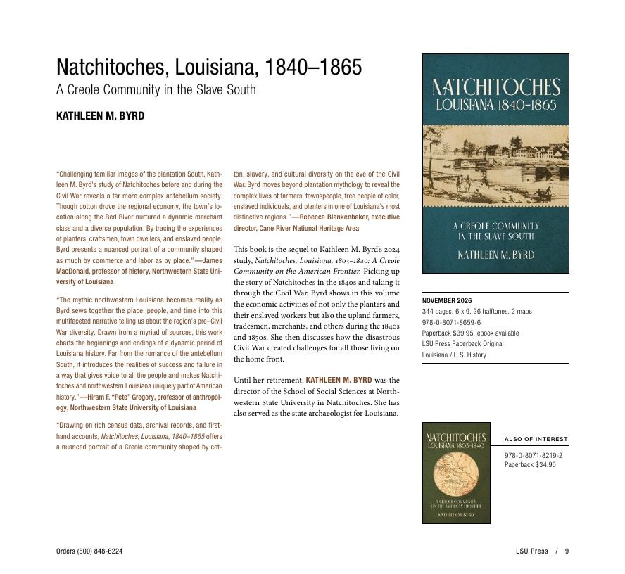 LSU Press Fall 2026 Catalog Weekly Ad December 31, 2025 - December 31, 2026