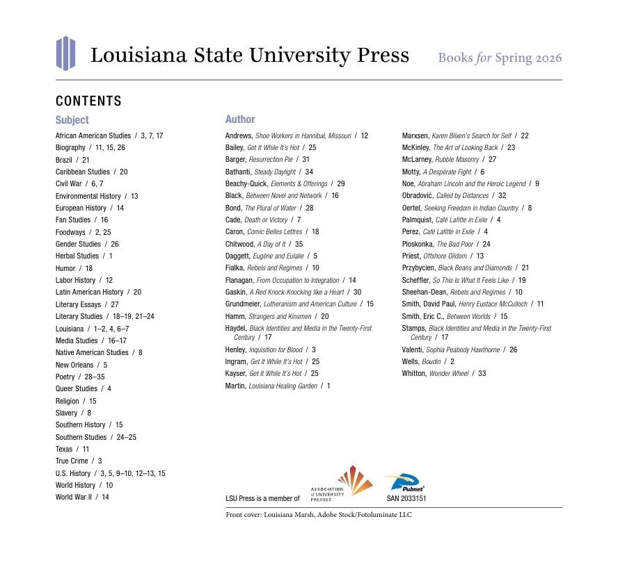 LSU Press Spring 2026 Catalog Weekly Ad December 31, 2025 - December 31, 2026