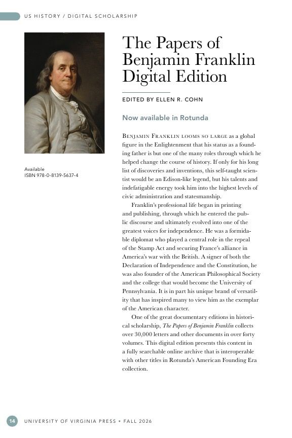 University of Virginia Press Fall 2026 Catalog Weekly Ad December 31, 2025 - December 31, 2026