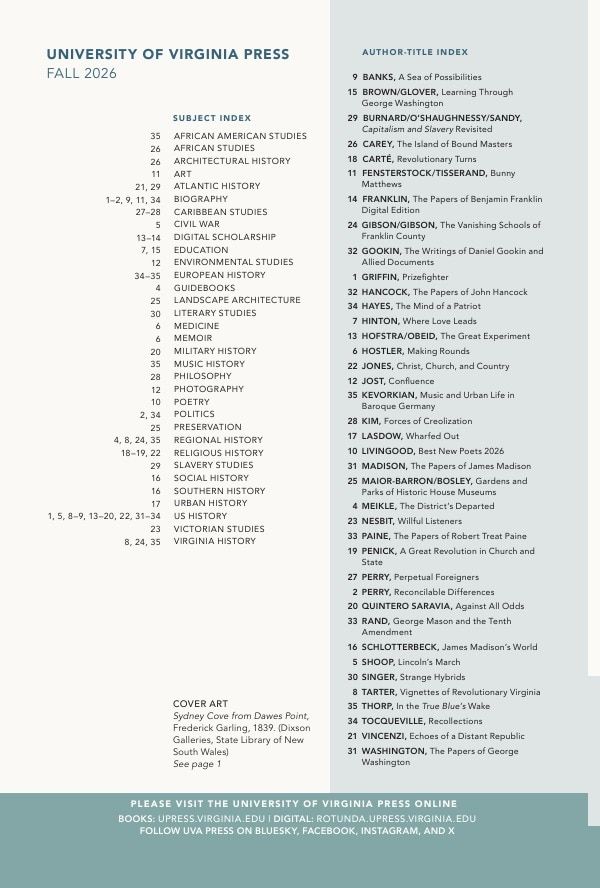 University of Virginia Press Fall 2026 Catalog Weekly Ad December 31, 2025 - December 31, 2026