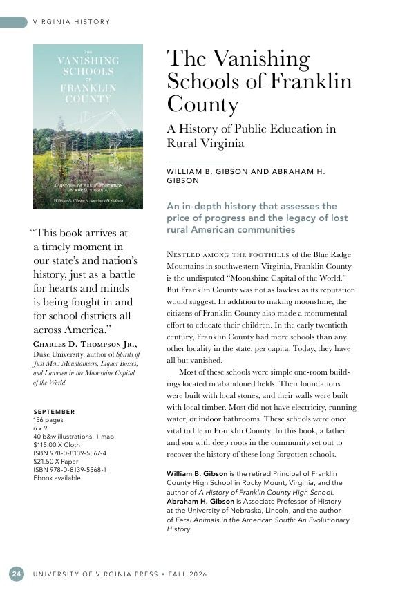 University of Virginia Press Fall 2026 Catalog Weekly Ad December 31, 2025 - December 31, 2026