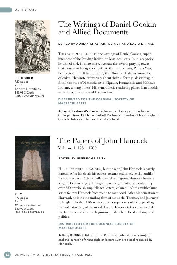 University of Virginia Press Fall 2026 Catalog Weekly Ad December 31, 2025 - December 31, 2026