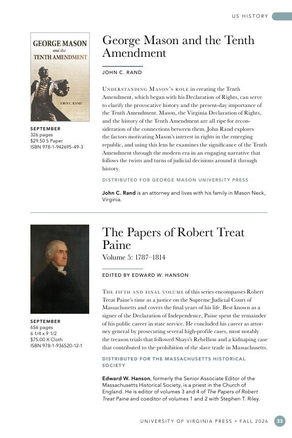 University of Virginia Press Fall 2026 Catalog Weekly Ad December 31, 2025 - December 31, 2026