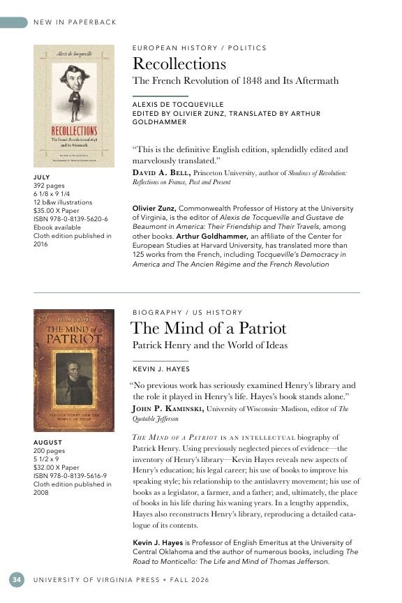 University of Virginia Press Fall 2026 Catalog Weekly Ad December 31, 2025 - December 31, 2026
