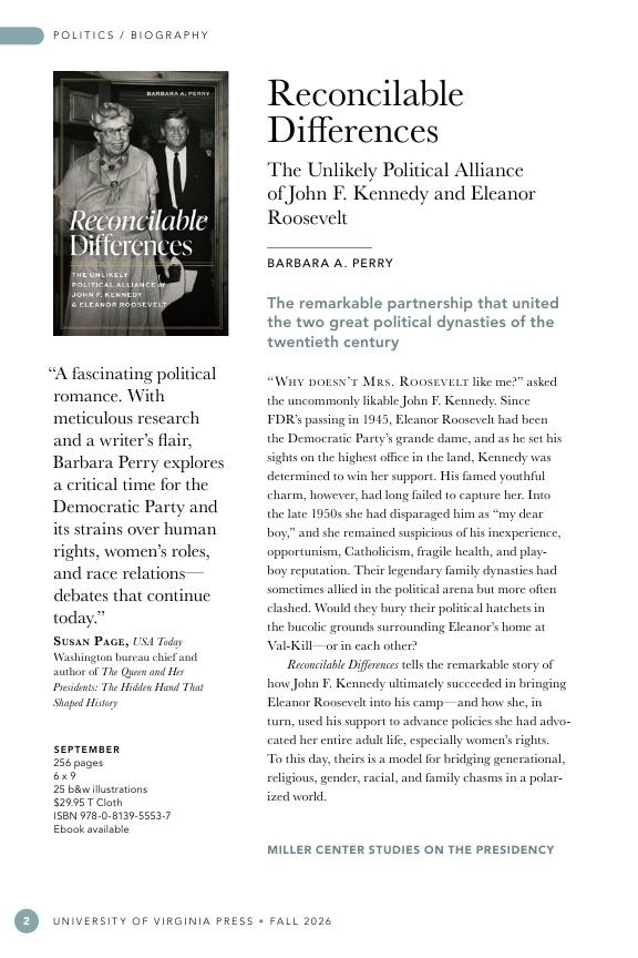 University of Virginia Press Fall 2026 Catalog Weekly Ad December 31, 2025 - December 31, 2026