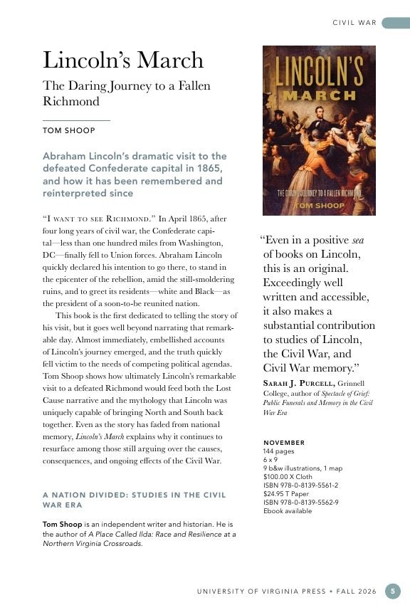 University of Virginia Press Fall 2026 Catalog Weekly Ad December 31, 2025 - December 31, 2026