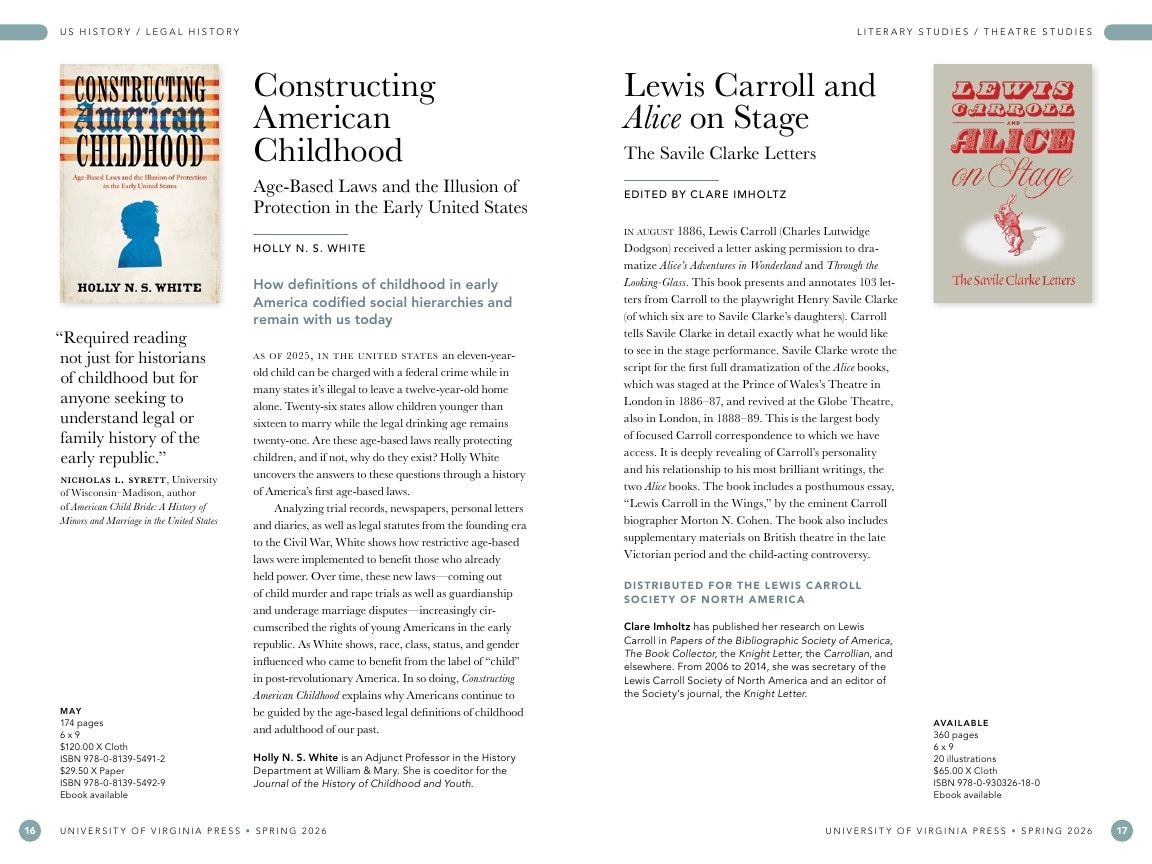 University of Virginia Press Spring 2026 Catalog Weekly Ad December 31, 2025 - December 31, 2026