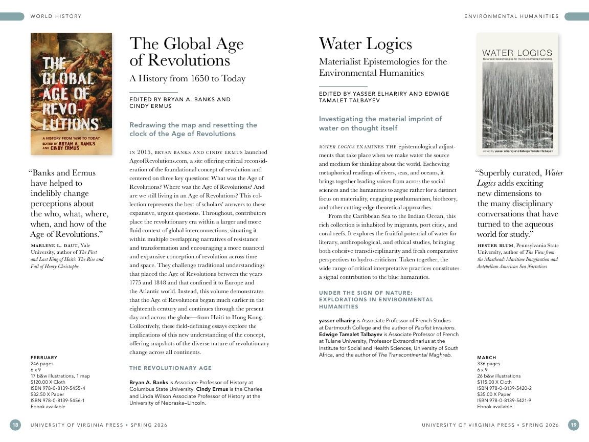 University of Virginia Press Spring 2026 Catalog Weekly Ad December 31, 2025 - December 31, 2026