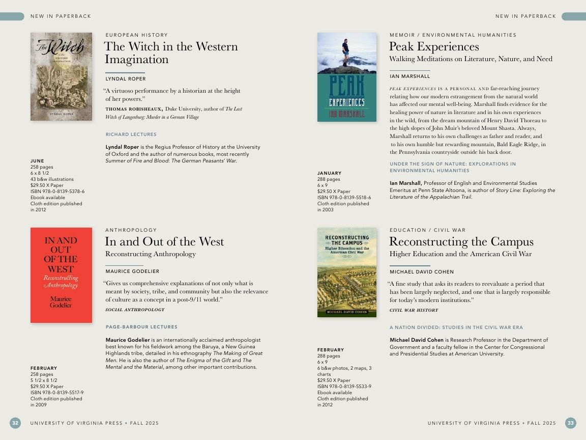 University of Virginia Press Spring 2026 Catalog Weekly Ad December 31, 2025 - December 31, 2026
