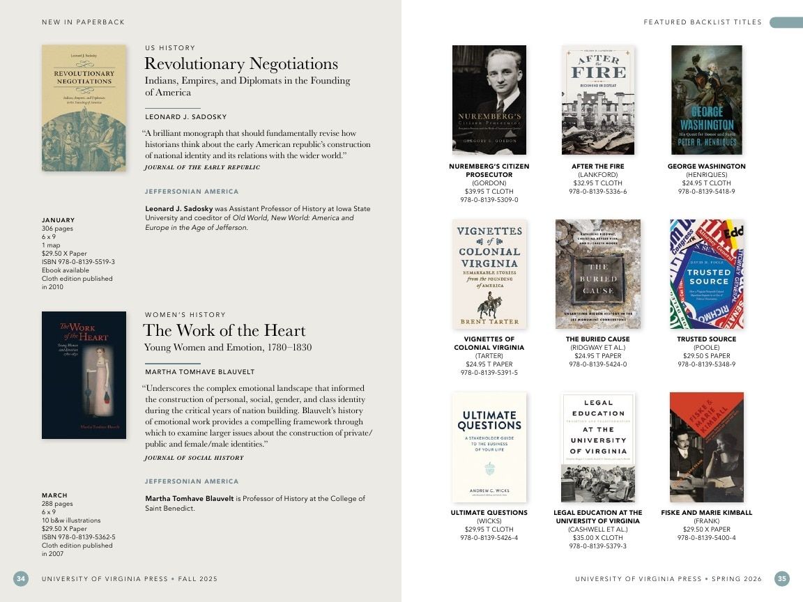 University of Virginia Press Spring 2026 Catalog Weekly Ad December 31, 2025 - December 31, 2026