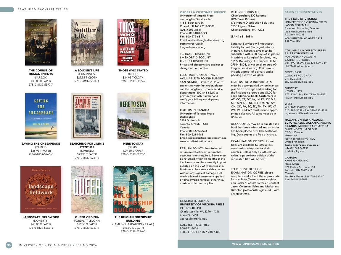 University of Virginia Press Spring 2026 Catalog Weekly Ad December 31, 2025 - December 31, 2026