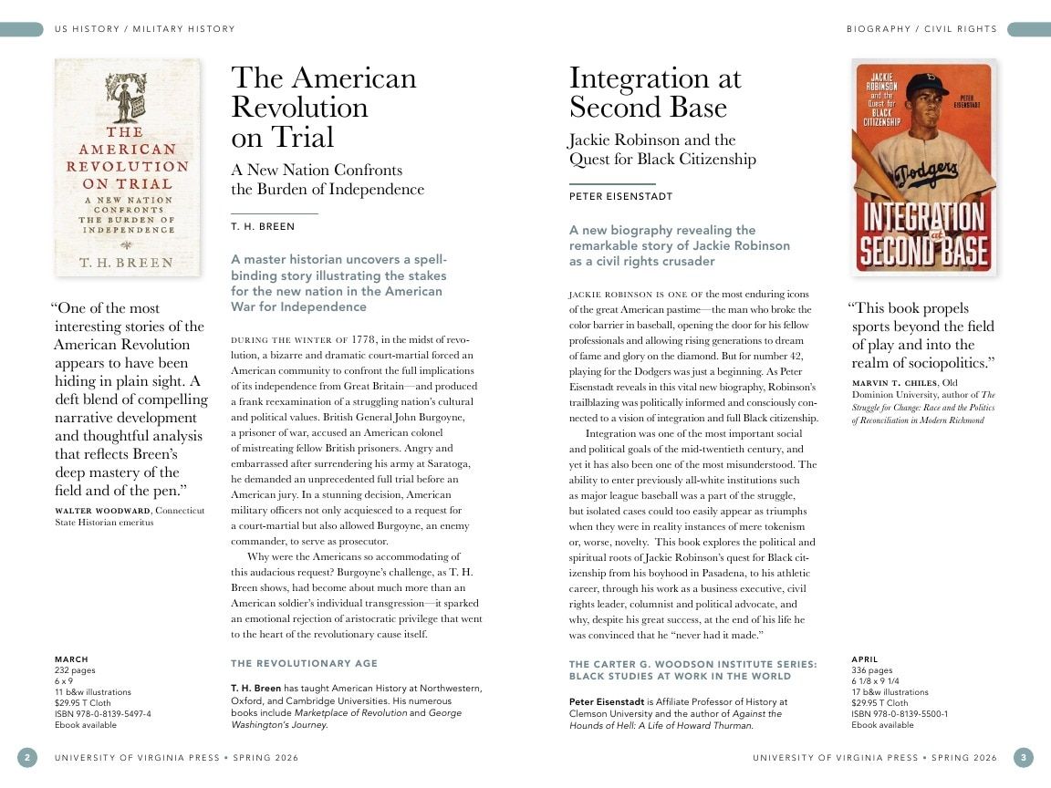 University of Virginia Press Spring 2026 Catalog Weekly Ad December 31, 2025 - December 31, 2026