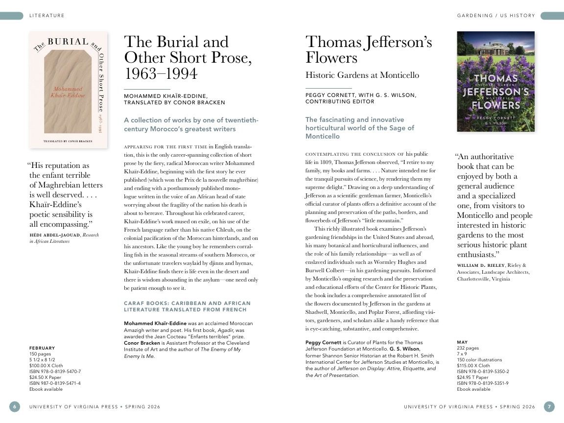 University of Virginia Press Spring 2026 Catalog Weekly Ad December 31, 2025 - December 31, 2026