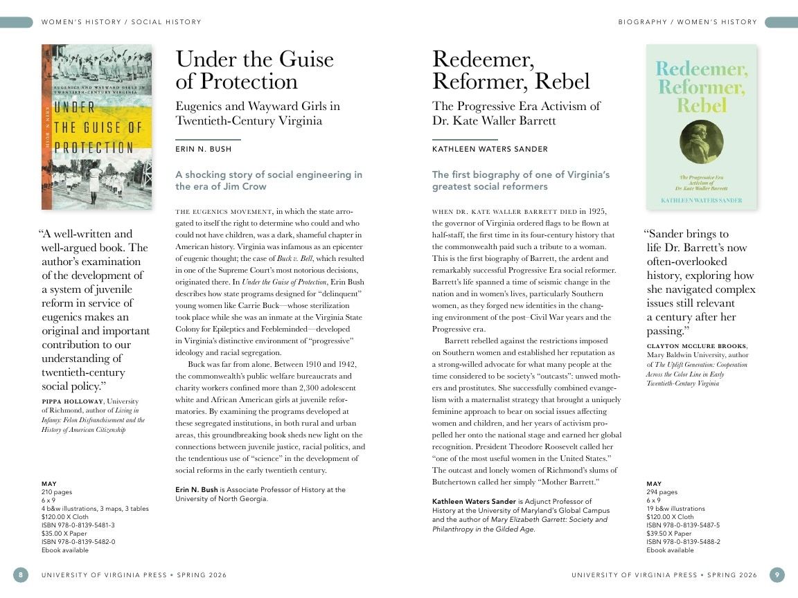 University of Virginia Press Spring 2026 Catalog Weekly Ad December 31, 2025 - December 31, 2026