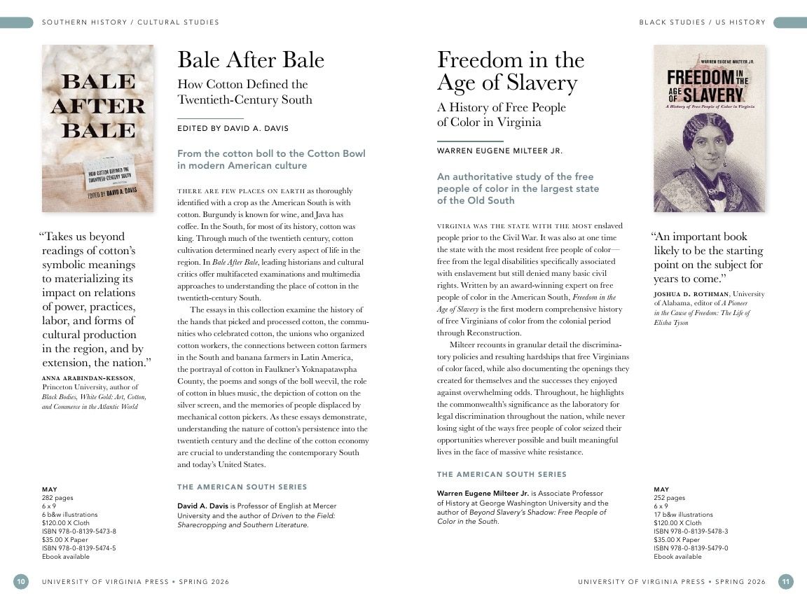 University of Virginia Press Spring 2026 Catalog Weekly Ad December 31, 2025 - December 31, 2026