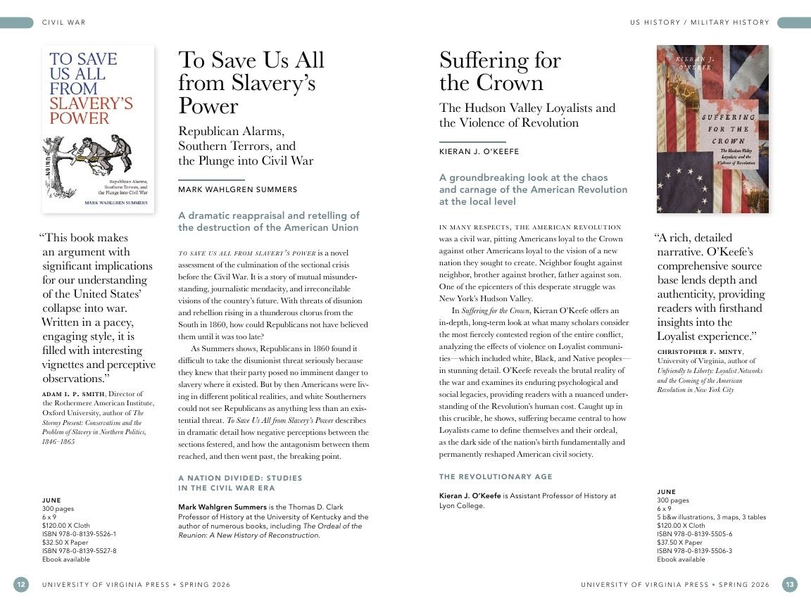 University of Virginia Press Spring 2026 Catalog Weekly Ad December 31, 2025 - December 31, 2026