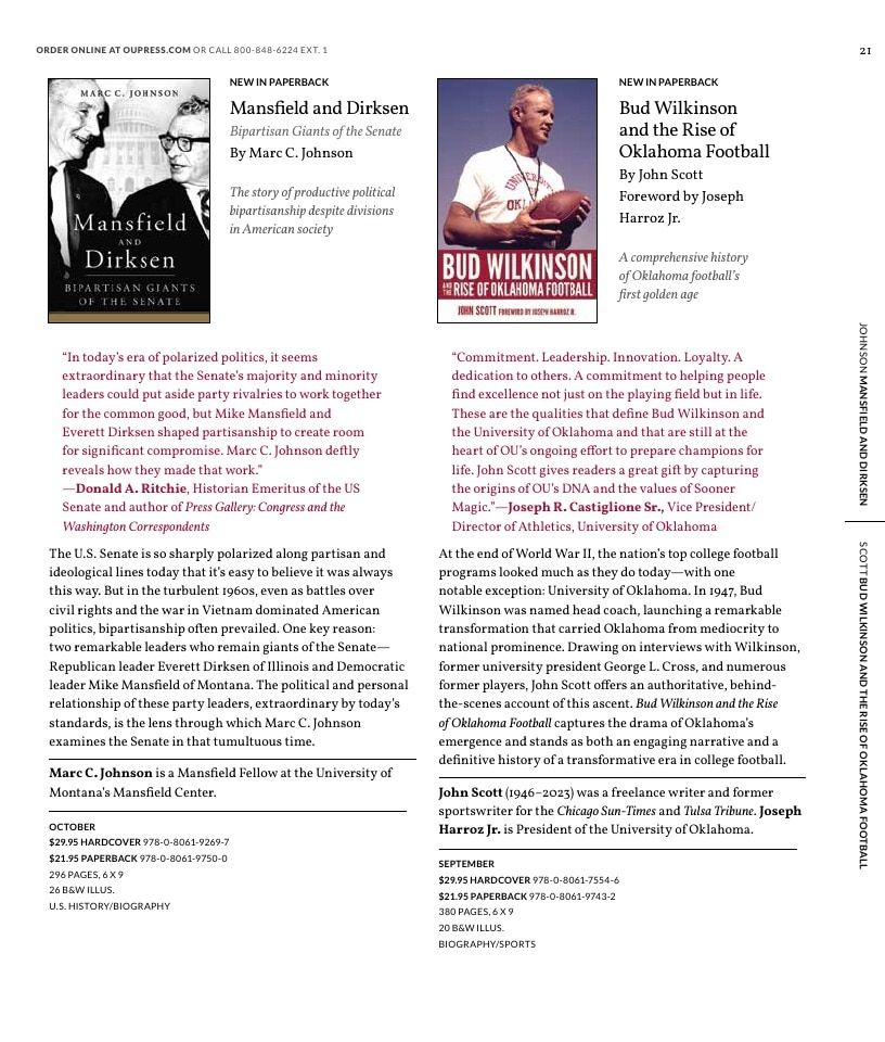 University of Oklahoma Press Fall 2026 Catalog Weekly Ad December 31, 2025 - December 31, 2026