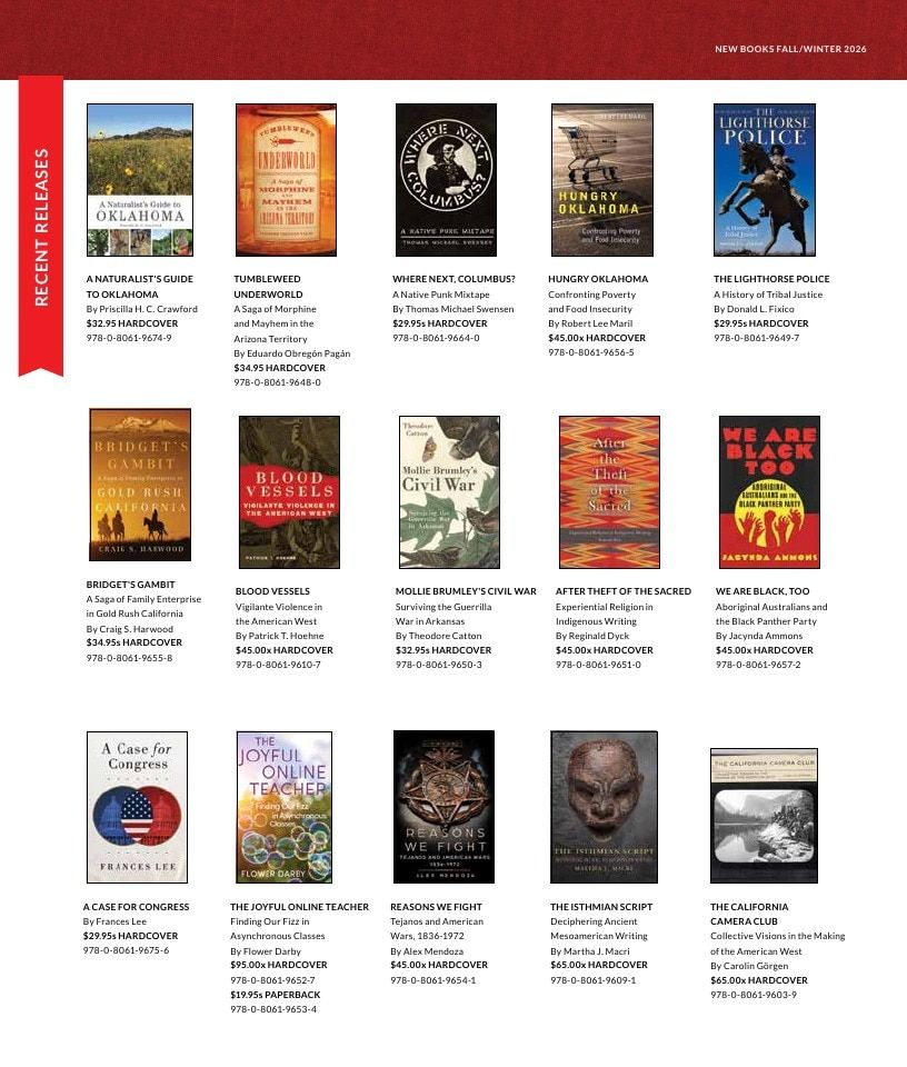 University of Oklahoma Press Fall 2026 Catalog Weekly Ad December 31, 2025 - December 31, 2026