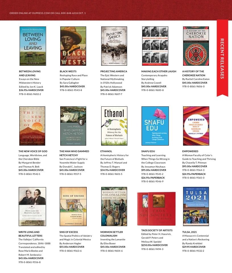 University of Oklahoma Press Fall 2026 Catalog Weekly Ad December 31, 2025 - December 31, 2026