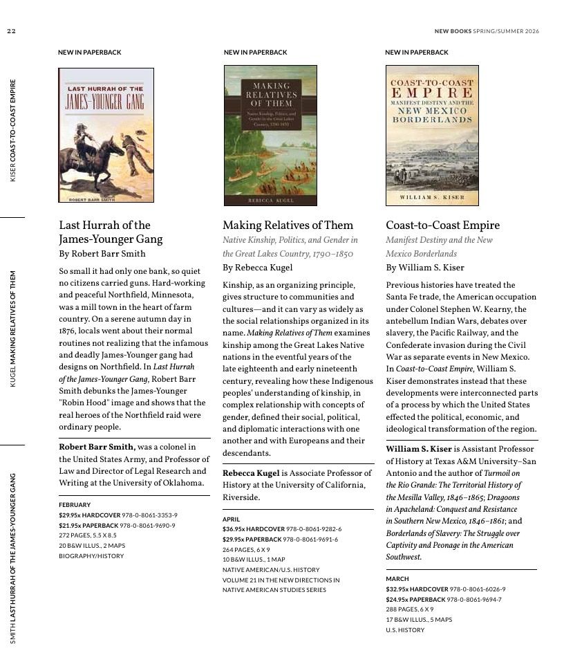 University of Oklahoma Press Spring 2026 Catalog Weekly Ad December 31, 2025 - December 31, 2026