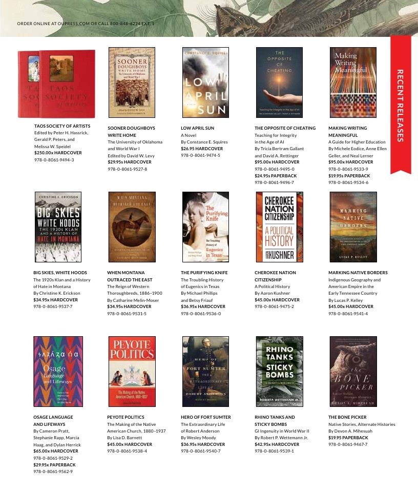 University of Oklahoma Press Spring 2026 Catalog Weekly Ad December 31, 2025 - December 31, 2026