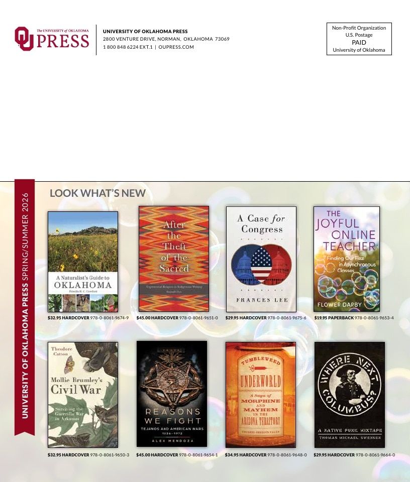 University of Oklahoma Press Spring 2026 Catalog Weekly Ad December 31, 2025 - December 31, 2026