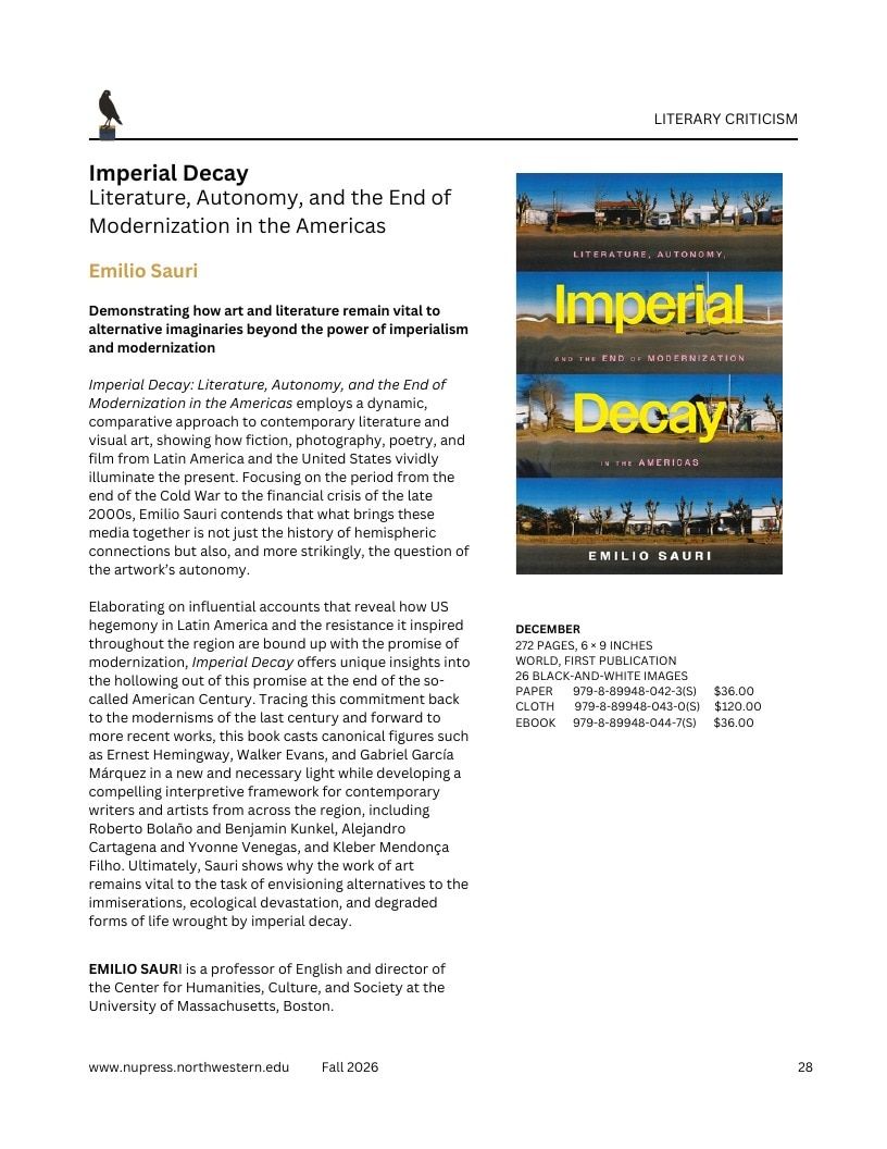 Northwestern University Press Fall 2026 Catalog Weekly Ad December 31, 2025 - December 31, 2026