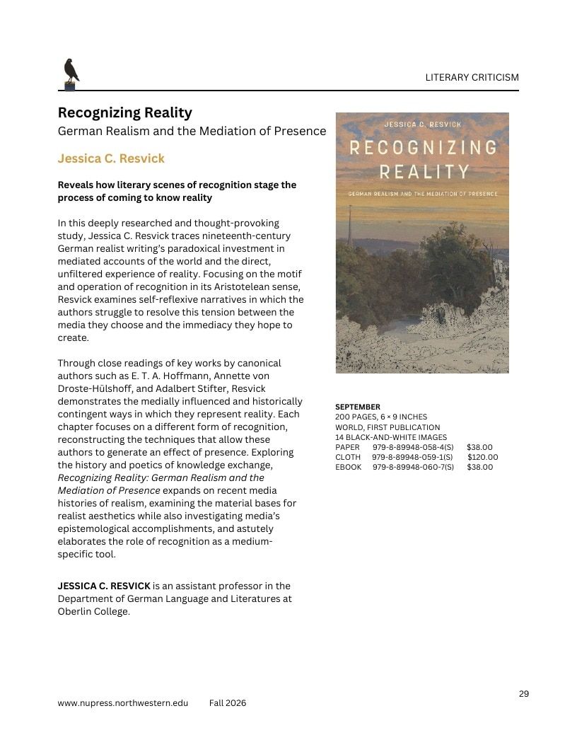 Northwestern University Press Fall 2026 Catalog Weekly Ad December 31, 2025 - December 31, 2026