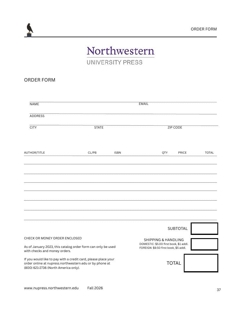 Northwestern University Press Fall 2026 Catalog Weekly Ad December 31, 2025 - December 31, 2026