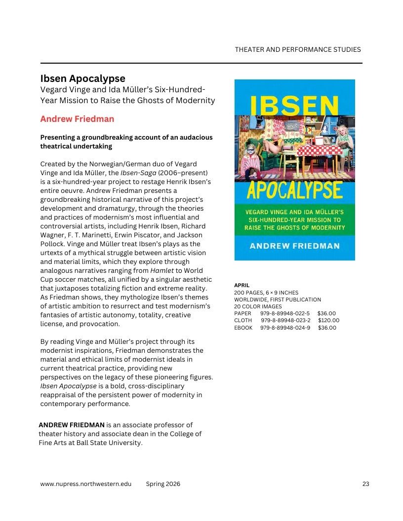 Northwestern University Press Spring 2026 Catalog Weekly Ad December 31, 2025 - December 31, 2026