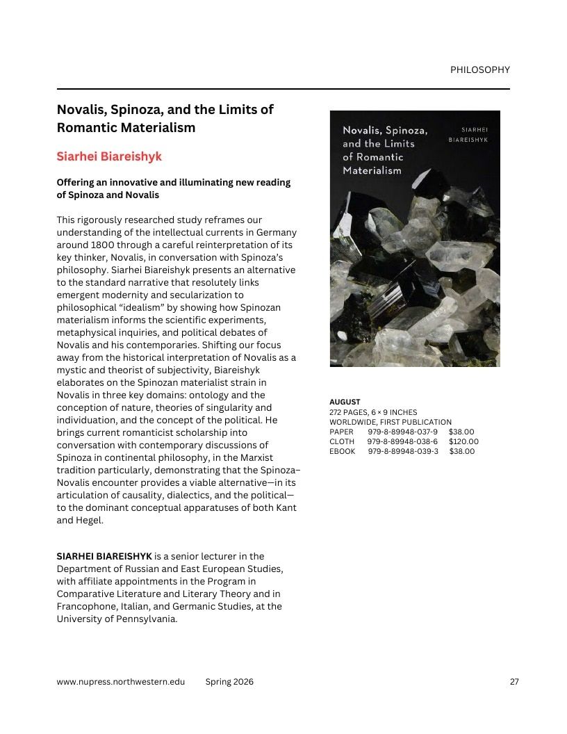 Northwestern University Press Spring 2026 Catalog Weekly Ad December 31, 2025 - December 31, 2026