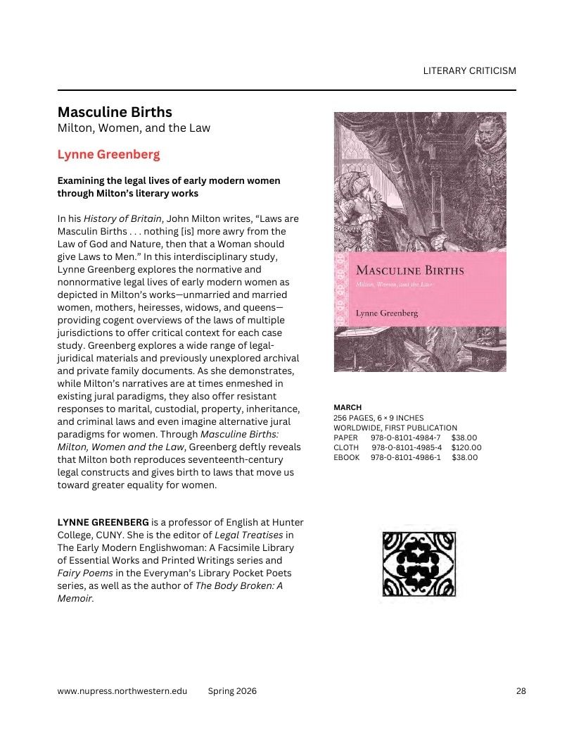 Northwestern University Press Spring 2026 Catalog Weekly Ad December 31, 2025 - December 31, 2026