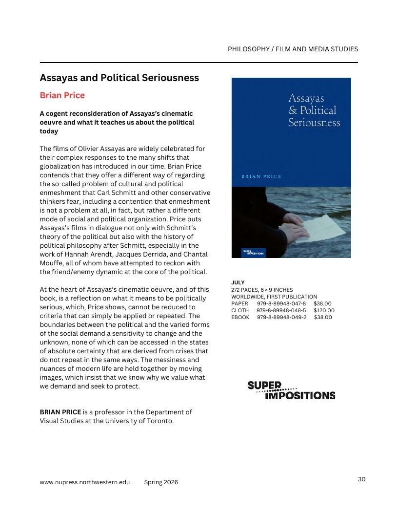 Northwestern University Press Spring 2026 Catalog Weekly Ad December 31, 2025 - December 31, 2026