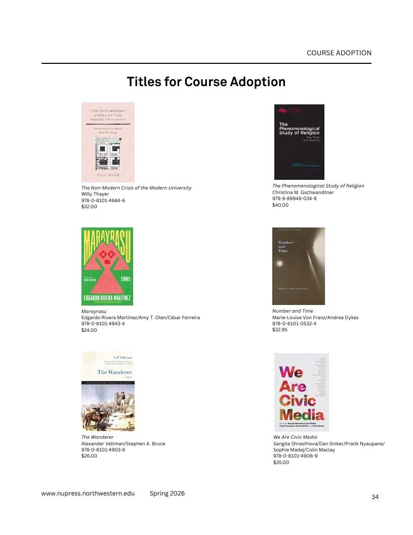 Northwestern University Press Spring 2026 Catalog Weekly Ad December 31, 2025 - December 31, 2026