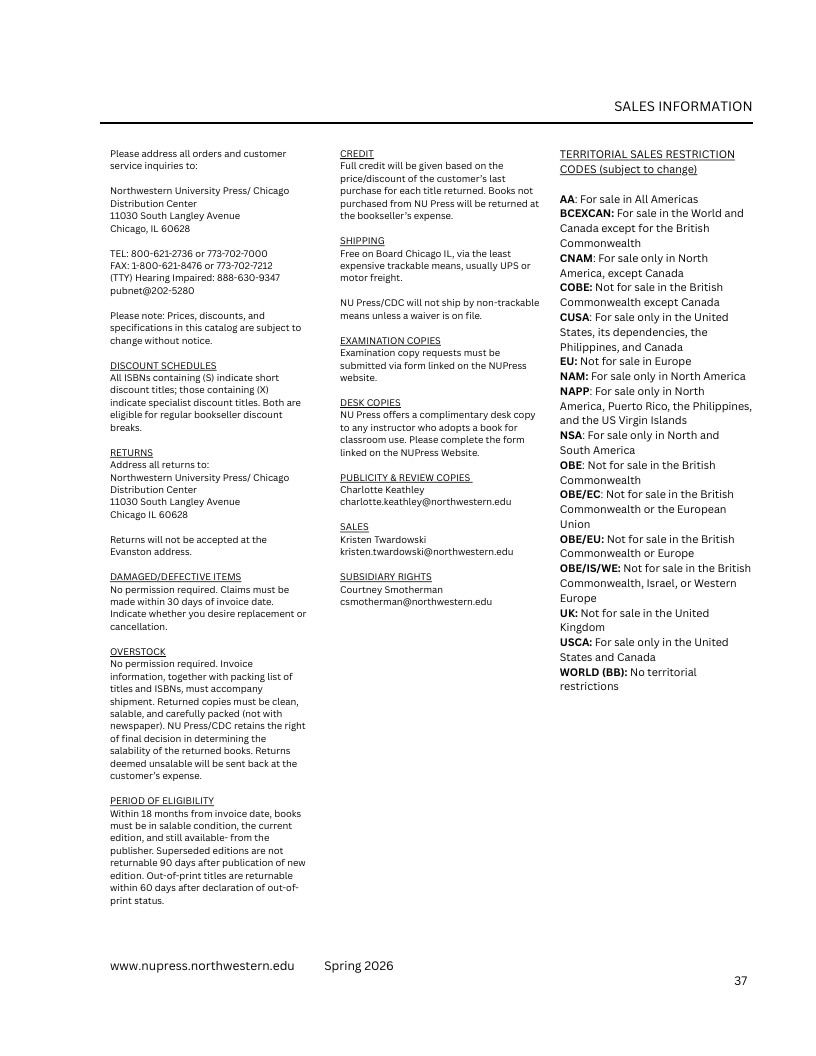 Northwestern University Press Spring 2026 Catalog Weekly Ad December 31, 2025 - December 31, 2026