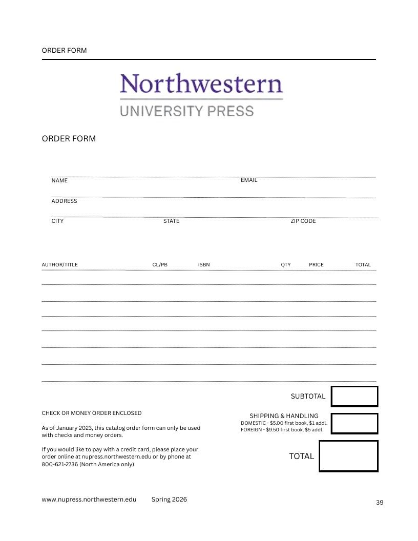 Northwestern University Press Spring 2026 Catalog Weekly Ad December 31, 2025 - December 31, 2026
