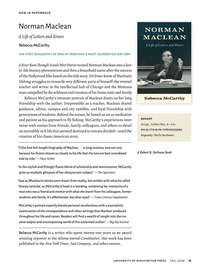 University of Washington Press Fall 2026 Catalog Weekly Ad December 31, 2025 - December 31, 2026